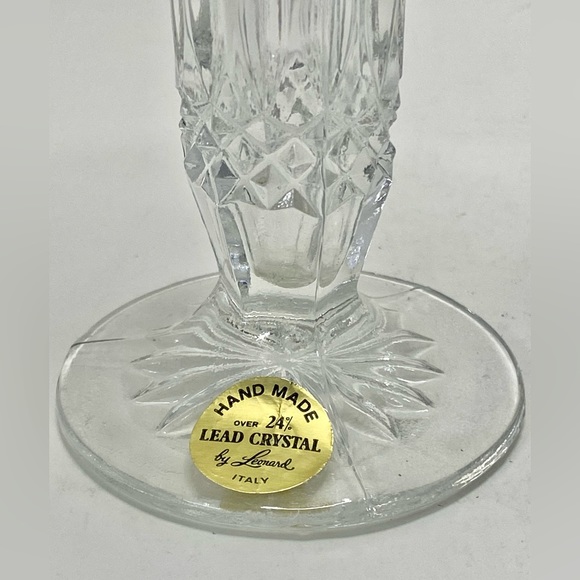 ✅ Set of 2 Vintage Lead Crystal Vases Hand Made by Leonard Made in Italy 8” High - Picture 8 of 16